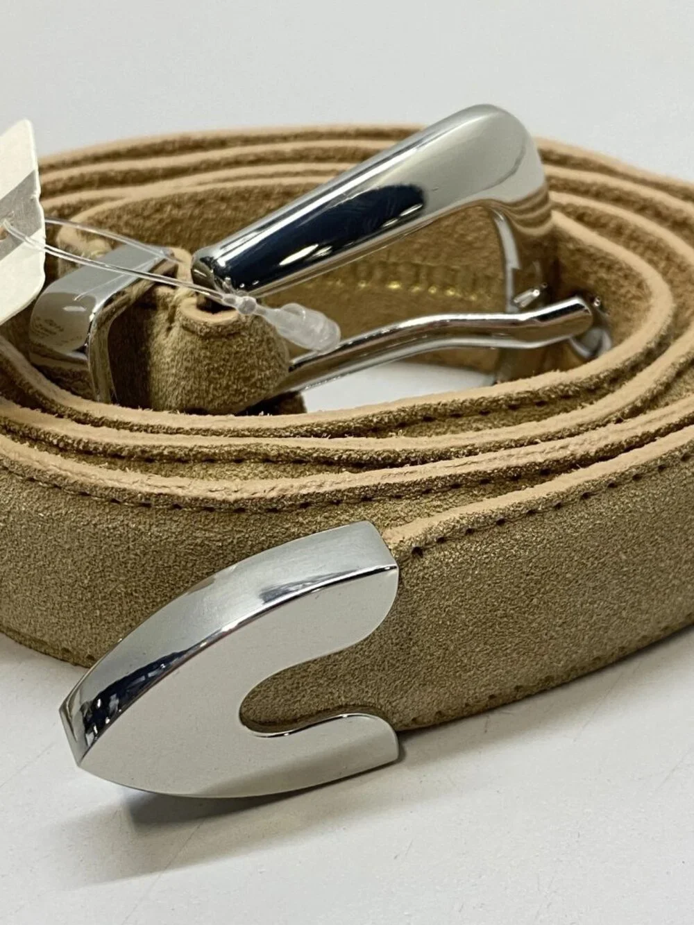 Anthropologie Unisex Western Belt Light Sand Suede Size S Studded Leather Detail